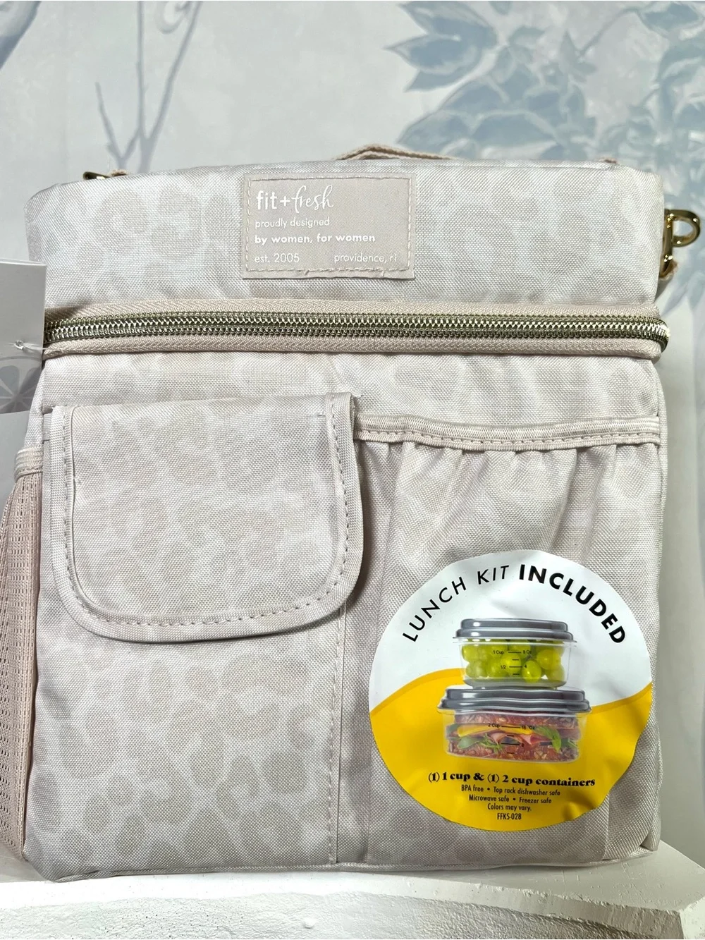 Fit+Fresh Beige Leopard Lunch Bag